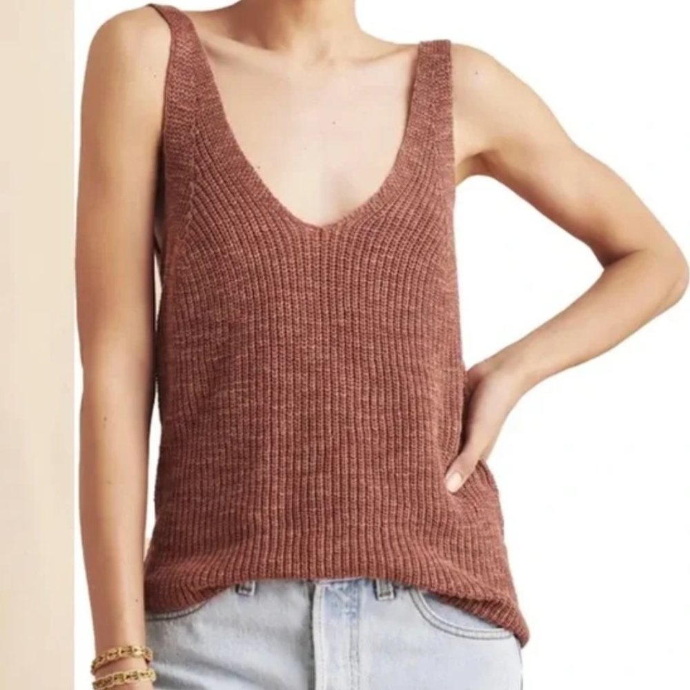 Faherty out East Sweater Tank, Russet brown, Size S
